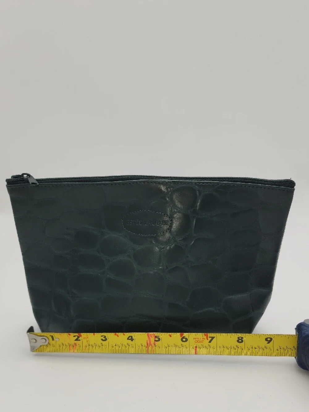 Estee Lauder Dark Green Embossed Croc Cosmetic Pouch